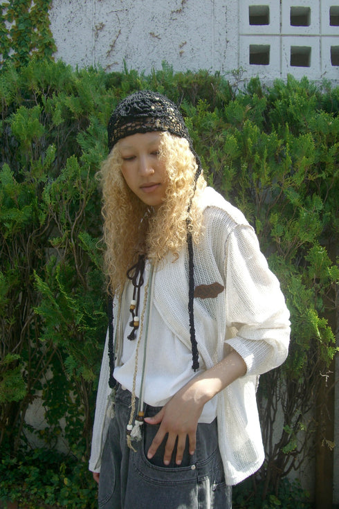 【RESTOCK】BOHO BEADED SUMMER MESH ZIP-UP HOODIE -IVORY- *Last1